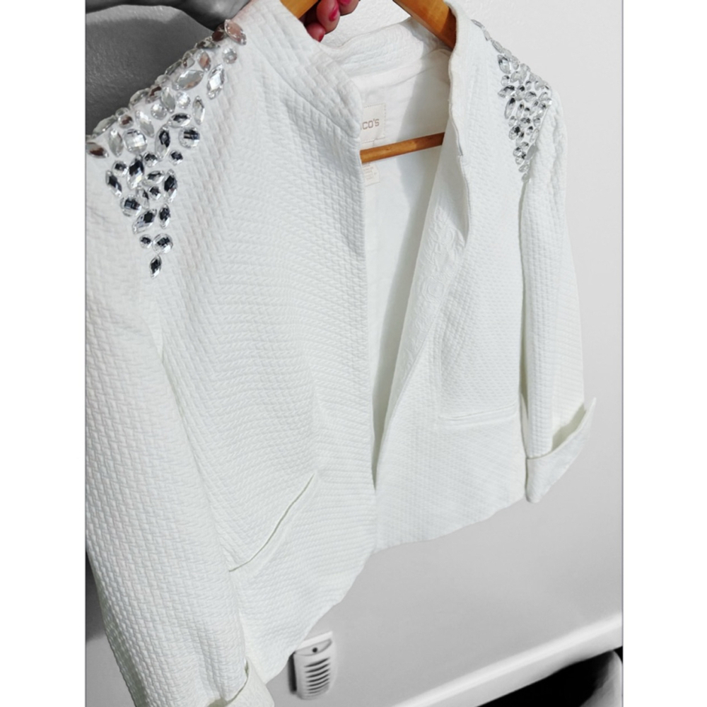 Chico’s Beaded Rhinestone Blazer Jacket - Picture 4 of 6